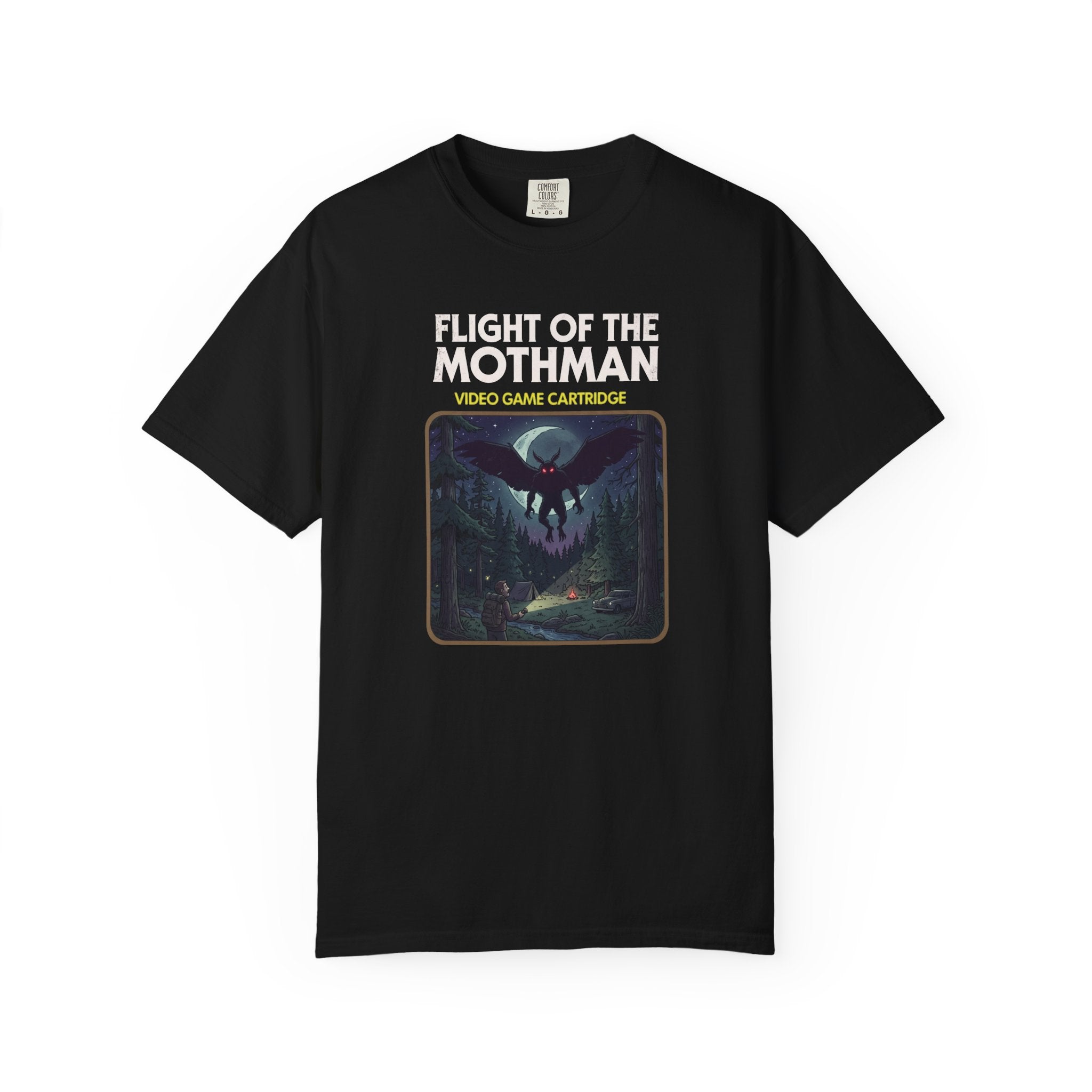 Flight of the Mothman Retro Video Game Cartridge Graphic T-Shirt