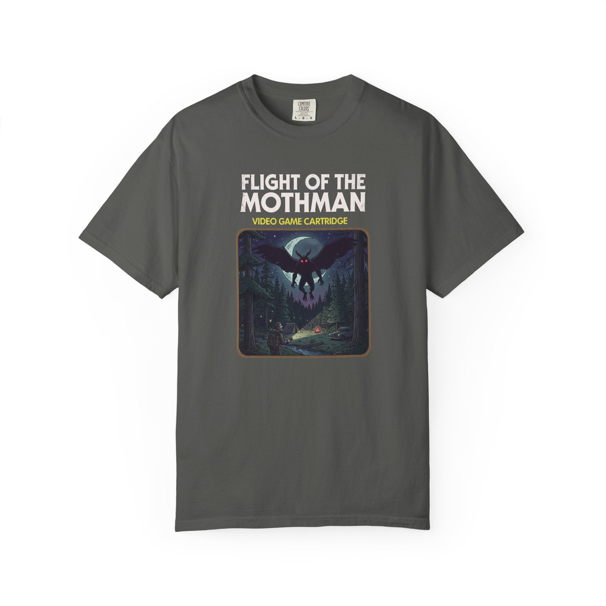 Flight of the Mothman Retro Video Game Cartridge Graphic T-Shirt