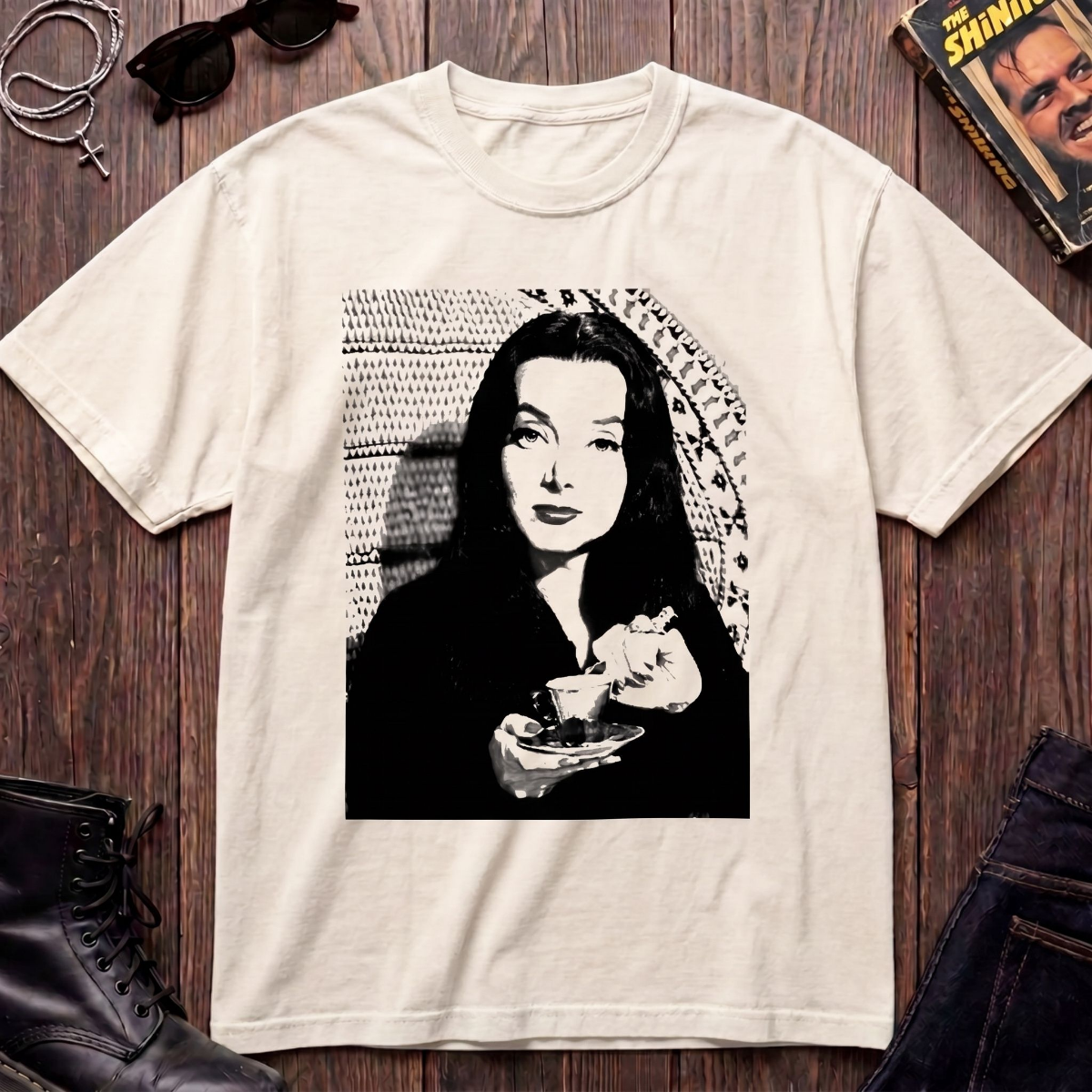 Morticia with Tea Graphic T-Shirt