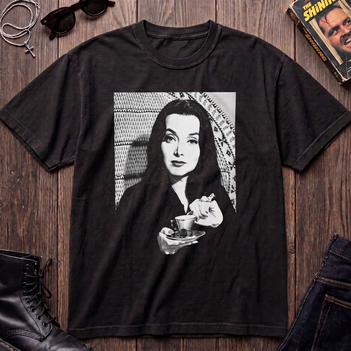 Morticia with Tea Graphic T-Shirt