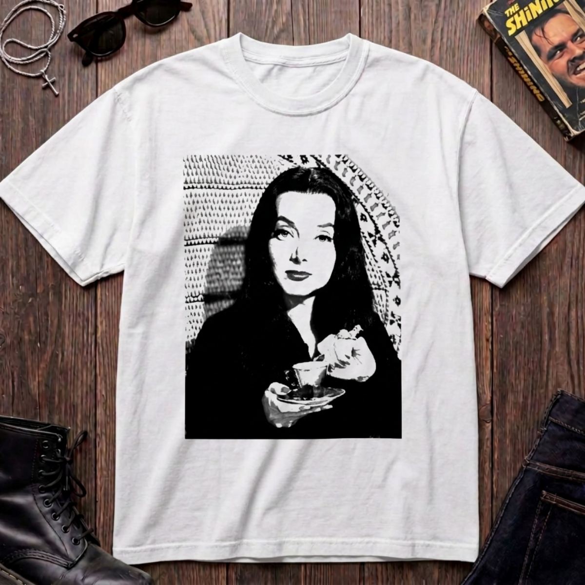 Morticia with Tea Graphic T-Shirt