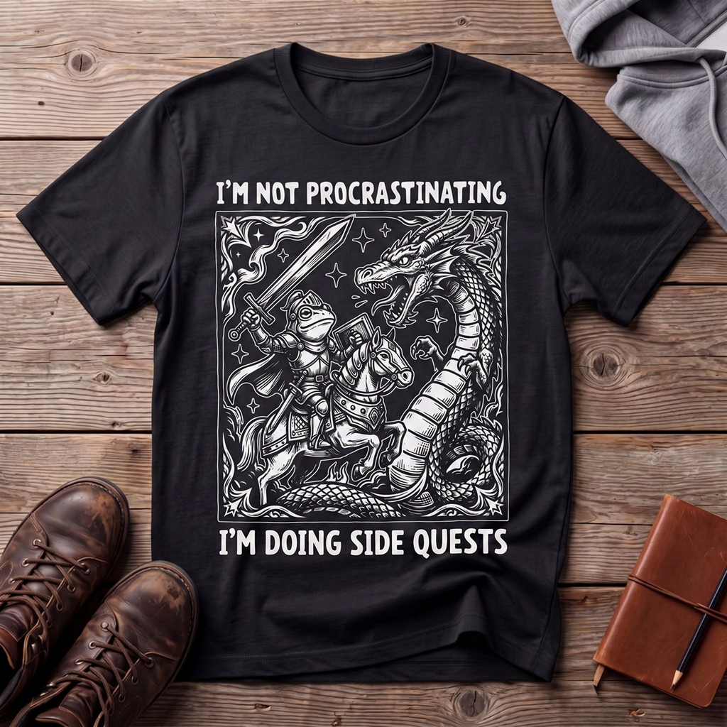 Procrastinating Doing Side Quests Graphic T-Shirt